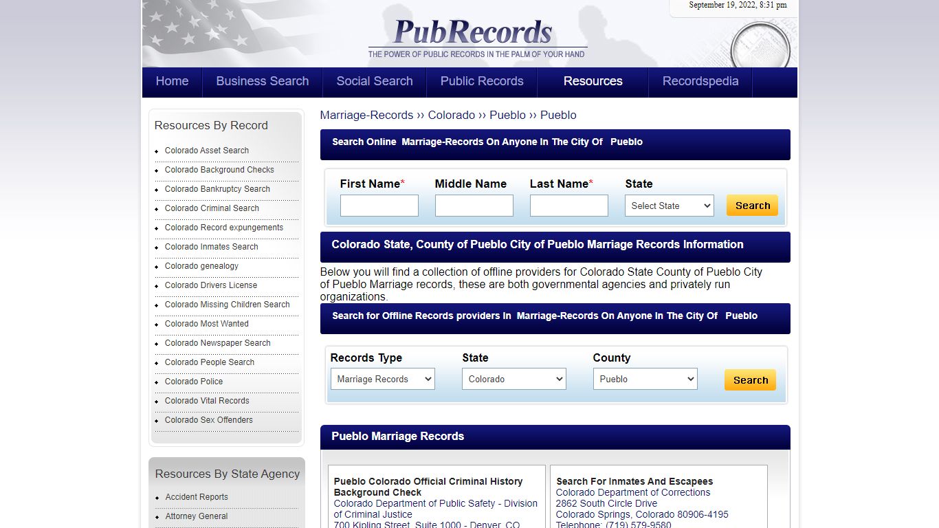 Pueblo, Pueblo County, Colorado Marriage Records - Pubrecords.com